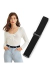 JasGood Ceinture élastique invisible pour femme sans montrer élastique réglable ceinture avec boucle plate pour jeans pantalo