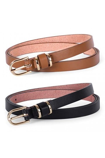 JasGood Lot de 4 ceintures fines en cuir pour femme - - XXL:pantalon w 140 cm 43/48" 