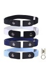 DKIIL NOIYB Lot de 4 ceintures élastiques sans boucle pour femme - Réglable - 90 cm - Sans boucle - Ceinture élastique confor