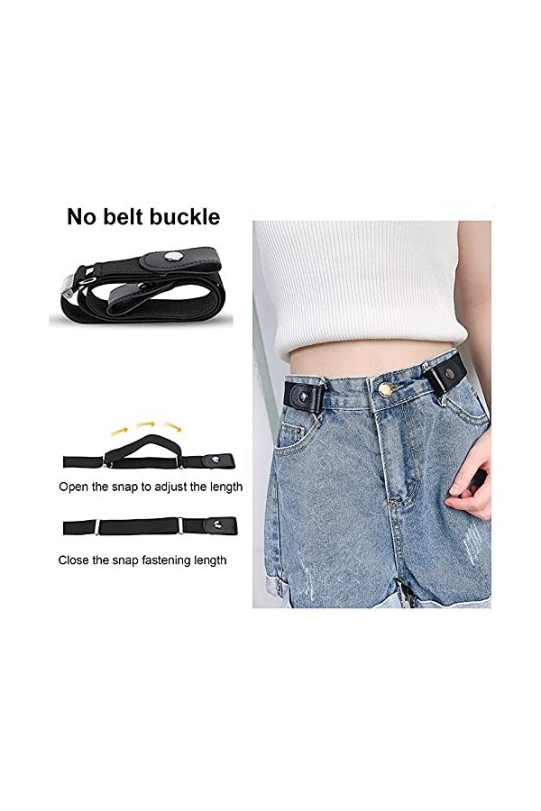 DKIIL NOIYB Lot de 4 ceintures élastiques sans boucle pour femme - Réglable - 90 cm - Sans boucle - Ceinture élastique confor