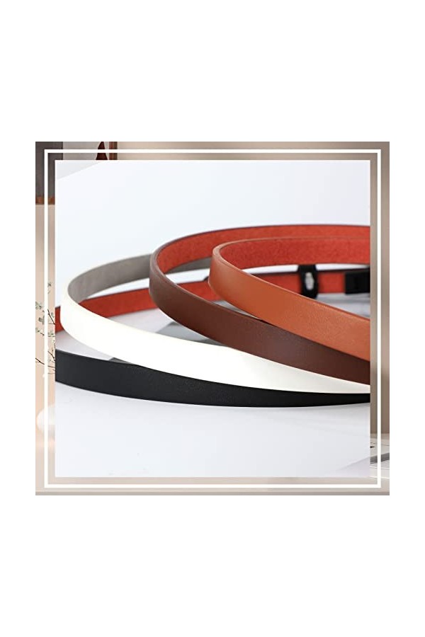 XZQTIVE Lot de 2 ceintures fines en cuir pour femme avec boucle argentée pour pantalons, jeans, robes, B-noir+blanc, 100cm Pa