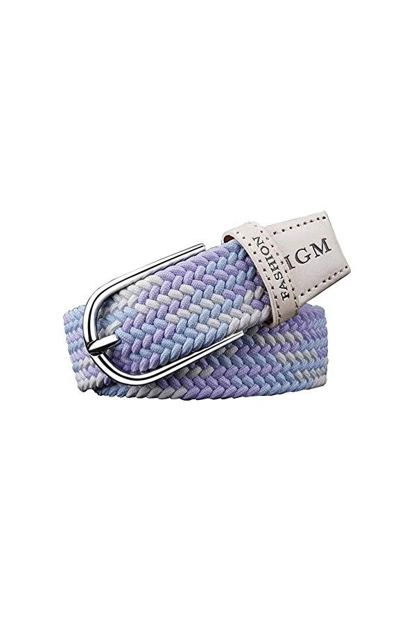 Pacde Western Candy Ceinture de couleur élastique sans trous pour femme, Bleu clair, violet., 110 cm