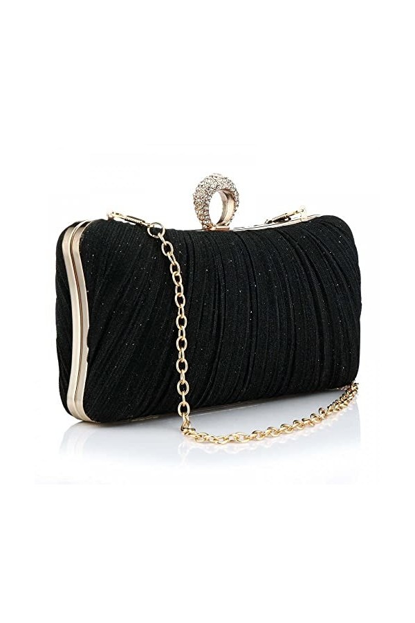 EROUGE Pochette de soirée pour femme avec strass, doré, Taille unique