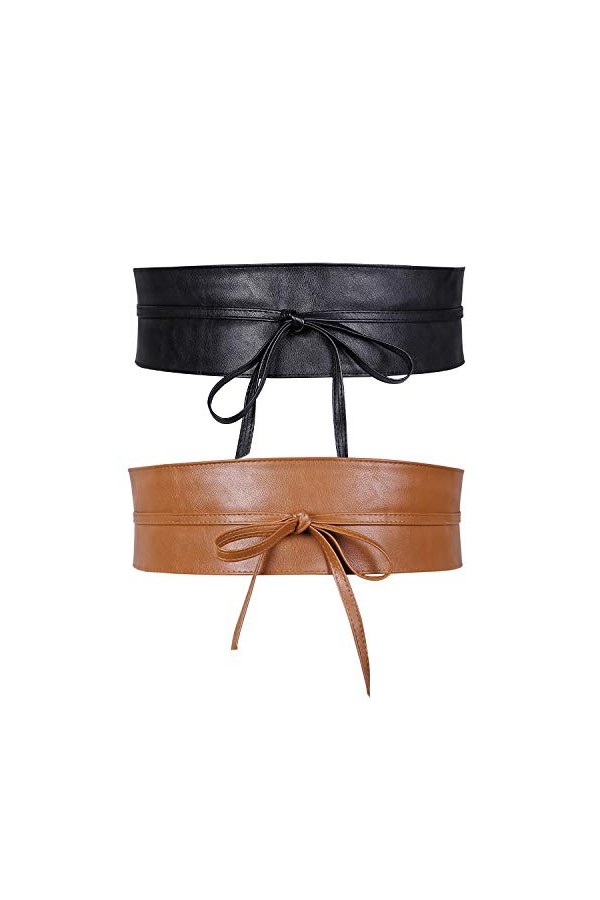 Suosdey Ceinture large en cuir pour femme - - L: 90/102 cm taille