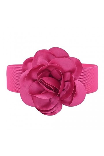 Ceinture Élastique avec Fleur Accessoire Mode Chic Uni Femmes rose, Taille unique 