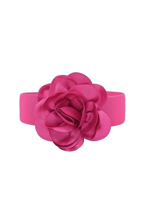Ceinture Élastique avec Fleur Accessoire Mode Chic Uni Femmes rose, Taille unique 