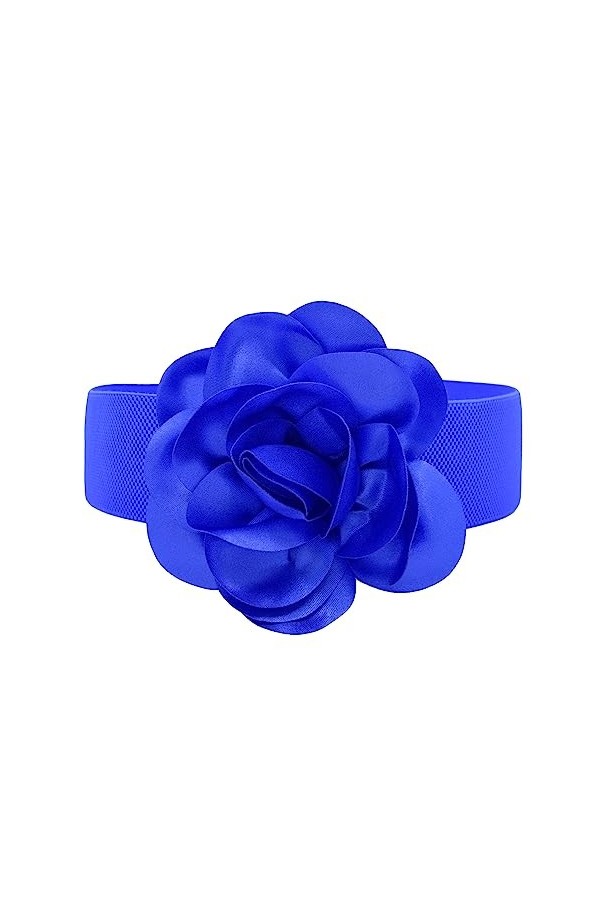 Ceinture Élastique avec Fleur Accessoire Mode Chic Uni Femmes rose, Taille unique 