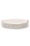 Ceinture élastique tendance en polyuréthane brillant pour femme avec strass, blanc, 32-35W M