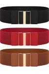 SATINIOR 3 Pièces Ceinture Large Femme Élastique Noir, Rouge, Marron, M 