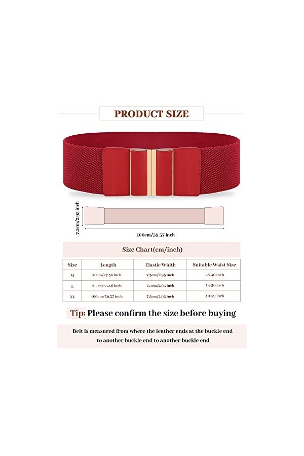 SATINIOR 3 Pièces Ceinture Large Femme Élastique Noir, Rouge, Marron, M 