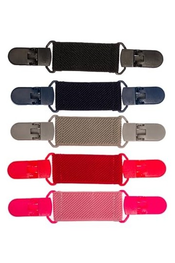 Olata Pinces Élastiques pour Vêtements Femmes - Paquet de 5. Noir/Bleu Marine/Rouge/Gris/Rose Clair Clips en Plastique 