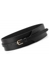 Toptim Ceinture large nouée coupe-vent en cuir synthétique pour femme - noir - taille 25/31.5"