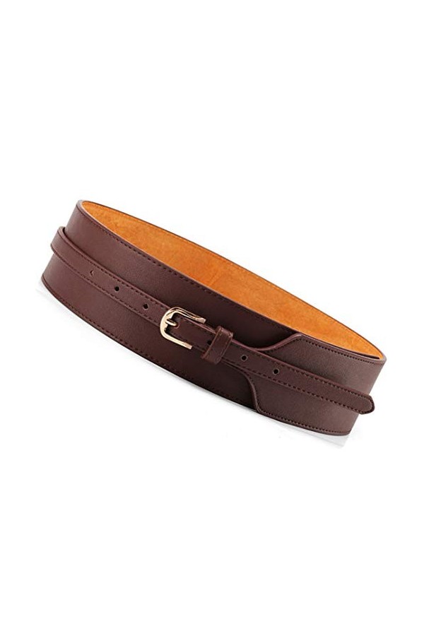 Toptim Ceinture large nouée coupe-vent en cuir synthétique pour femme - noir - taille 25/31.5"