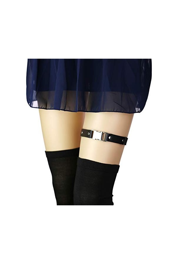 alisikee Lot de 2 ceintures porte-jarretelles en cuir synthétique, bande élastique réglable avec boucle en alliage tendance p