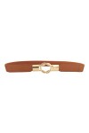 CHIC DIARY Ceinture fine élastique tendance avec boucle dorée pour femme - Marron - Taille Unique