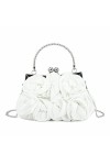 Emprier Pochette de soirée pour femme avec appliques florales pour fête de mariage, blanc