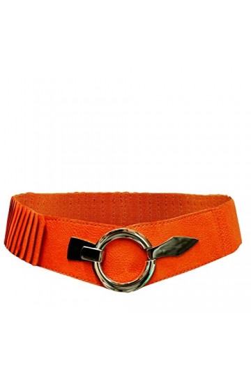 Gloop Ceinture élastique pour femme - 6 cm de large - Bague argentée, Orange foncé 18905a18, taille unique