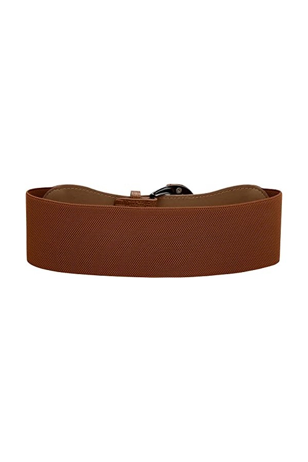 BlackButterfly Large PU Élastique Extensible Boucle Taille Ceinture Marron, L 