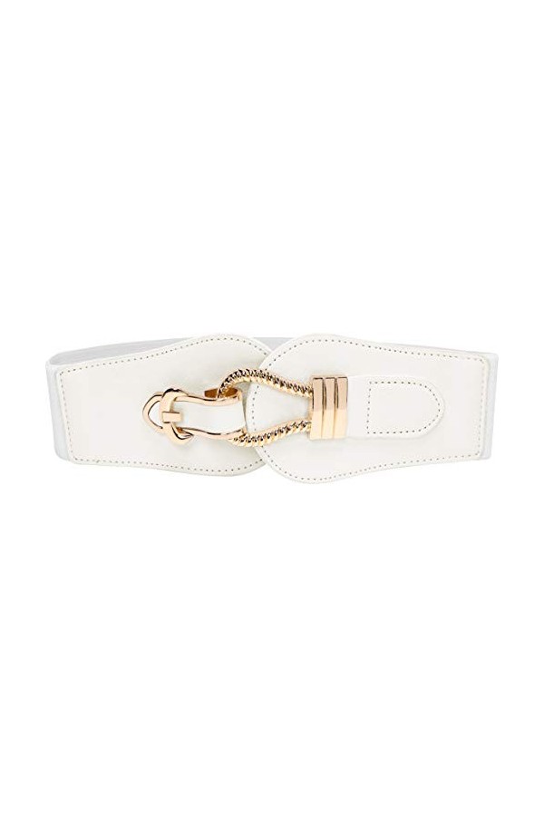 BlackButterfly Vintage Élastique Corde Crochet Ceinture Blanc, XL 