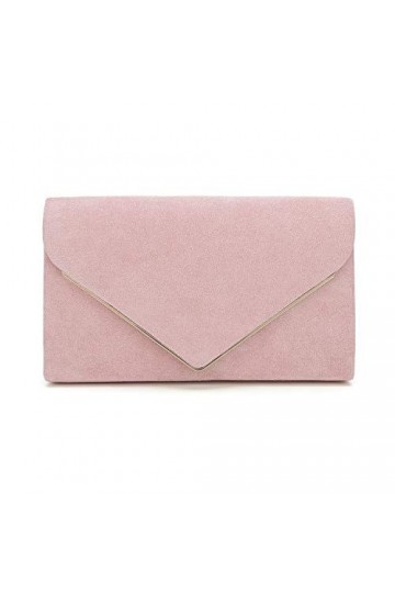 Charming Tailor Pochette de soirée élégante en daim synthétique avec reliure en métal pour mariage/bal/événements Noir, rose,