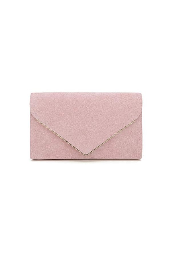Charming Tailor Pochette de soirée élégante en daim synthétique avec reliure en métal pour mariage/bal/événements Noir, rose,