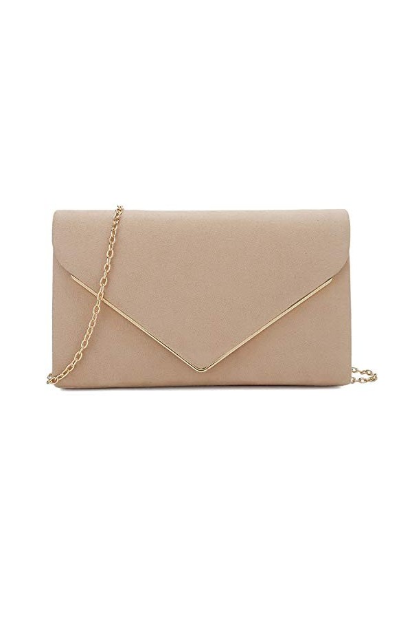 Charming Tailor Pochette de soirée élégante en daim synthétique avec reliure en métal pour mariage/bal/événements Noir, rose,