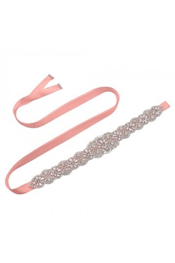 Ceinture de mariage en strass faite à la main avec ruban pour demoiselle dhonneur, Or rose 1, Medium