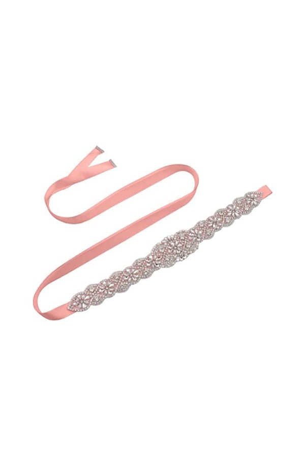 Ceinture de mariage en strass faite à la main avec ruban pour demoiselle dhonneur, Or rose 1, Medium