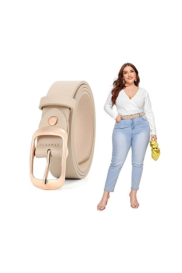 JASGOOD Grande ceinture en cuir tendance pour femme, grande taille, ceinture décontractée pour femme, jean, pantalon, robe, B