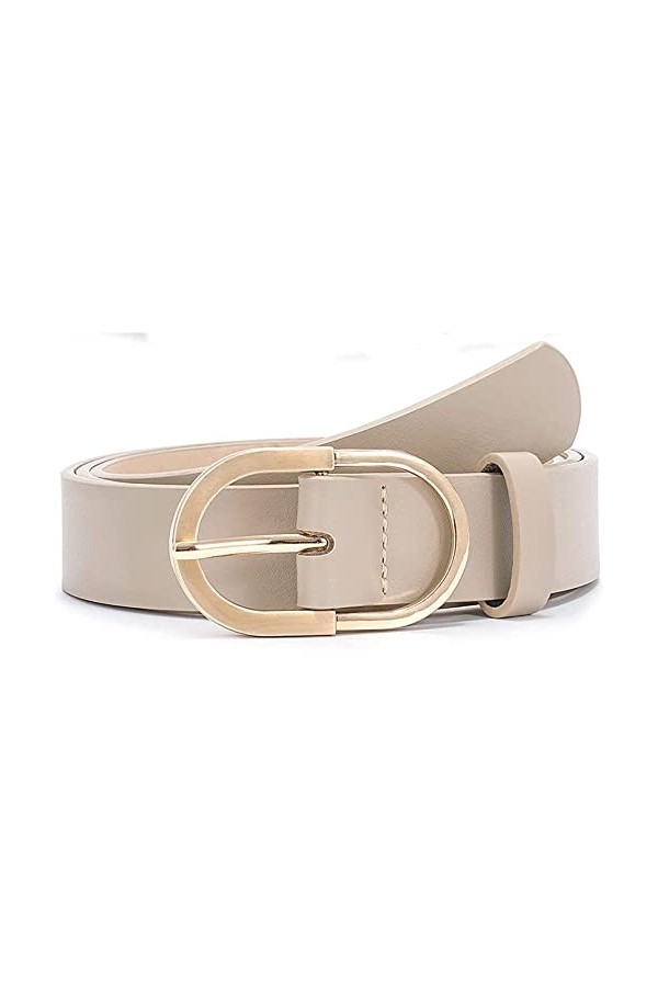 JasGood Ceinture en cuir pour femme - Boucle dorée - Pour femme, 3-Beige, 120cm Passt Taillengröße 91-105cm