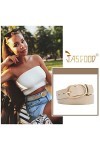 JasGood Ceinture en cuir pour femme - Boucle dorée - Pour femme, 3-Beige, 120cm Passt Taillengröße 91-105cm