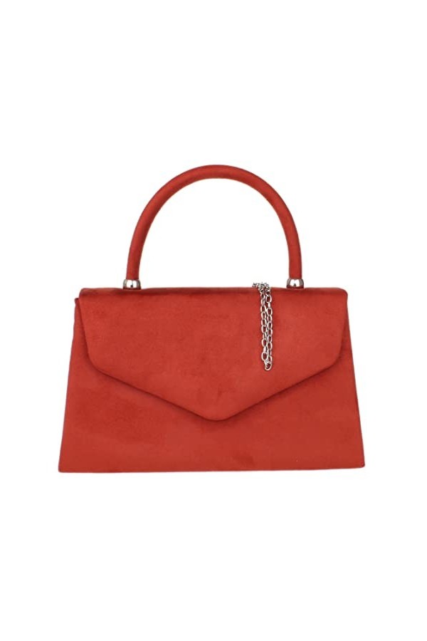 Girly Handbags Femme Porte-pochette en faux suède à poignée supérieure Sac à main pour femme Rouge Rouille