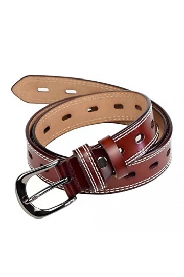 Ceinture en cuir véritable pour femme, pantalon jean, tendance, décontracté, avec boucle ardillon solide, B2., 1