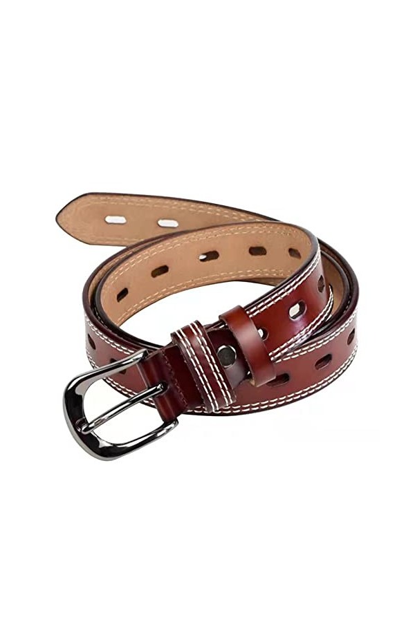 Ceinture en cuir véritable pour femme, pantalon jean, tendance, décontracté, avec boucle ardillon solide, B2., 1