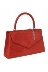 Girly Handbags Femme Porte-pochette en faux suède à poignée supérieure Sac à main pour femme Rouge Rouille