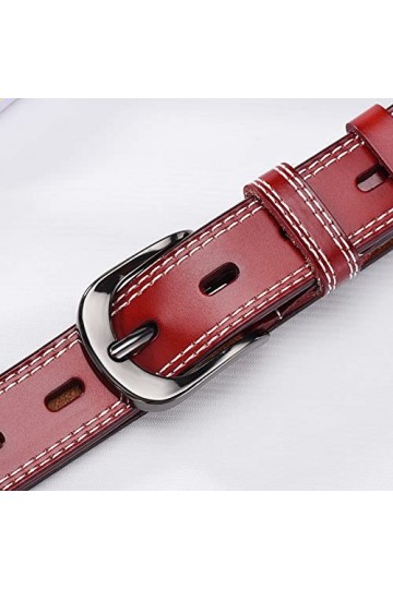 Ceinture en cuir véritable pour femme, pantalon jean, tendance, décontracté, avec boucle ardillon solide, B2., 1