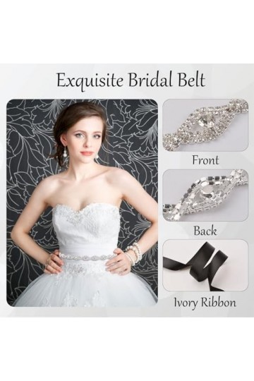 URROMA Black Wedding Bridal Belt Crystal strass Belt demoiselle dhonneur robe de mariée ceinture femme accessoires robes ass