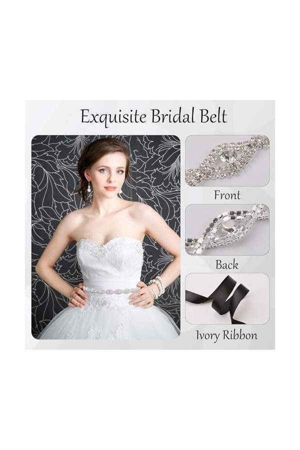 URROMA Black Wedding Bridal Belt Crystal strass Belt demoiselle dhonneur robe de mariée ceinture femme accessoires robes ass