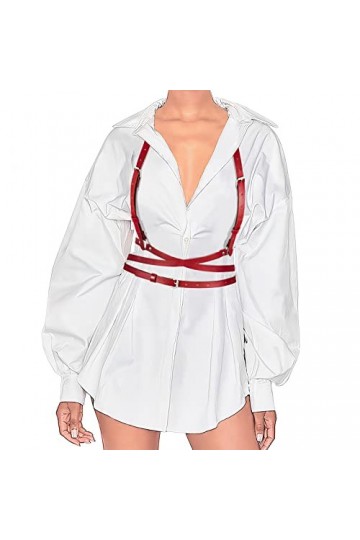 XZQTIVE Gilet punk pour femme - Ceinture pour robe dHalloween en cuir synthétique - Ceinture réglable avec cercle gothique p