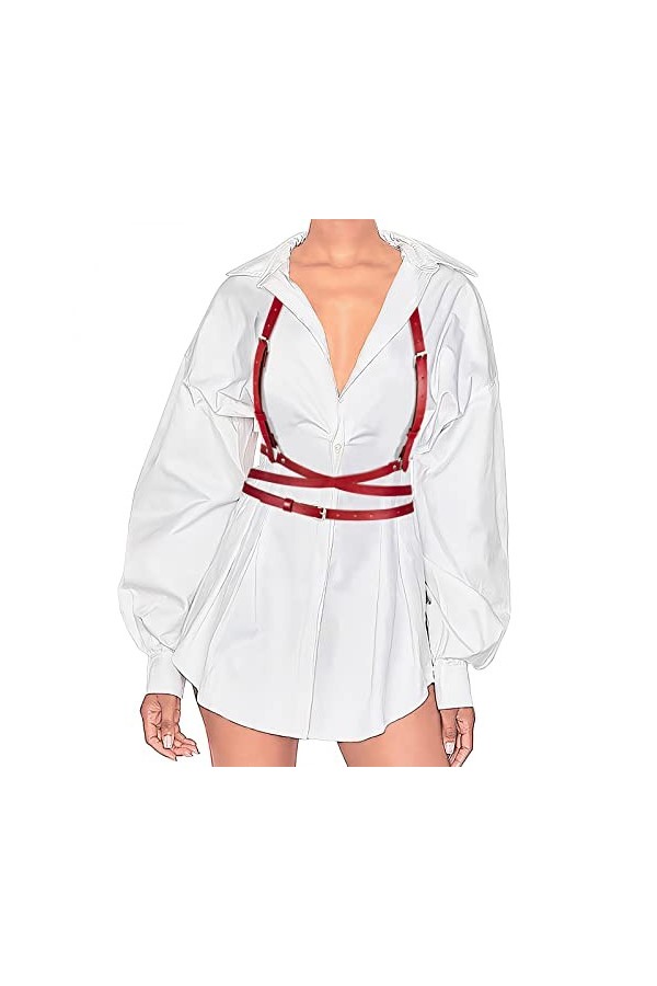 XZQTIVE Gilet punk pour femme - Ceinture pour robe dHalloween en cuir synthétique - Ceinture réglable avec cercle gothique p