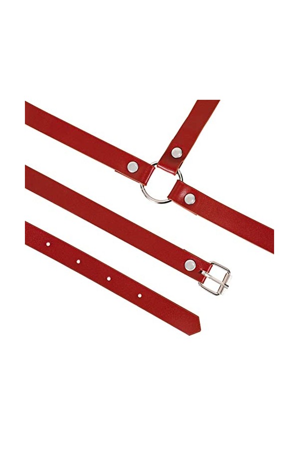 XZQTIVE Gilet punk pour femme - Ceinture pour robe dHalloween en cuir synthétique - Ceinture réglable avec cercle gothique p