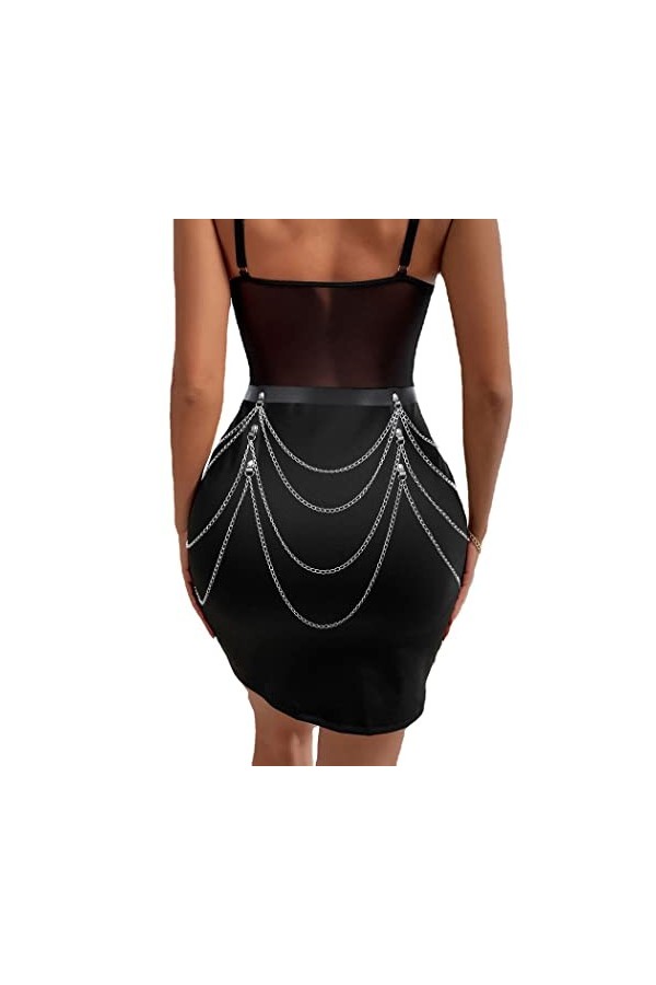 Ushiny Punk Femmes Ceintures de Taille Gland Ceinture de Corps en Cuir Accessoires dHalloween Festival Costume Rave Tenue po