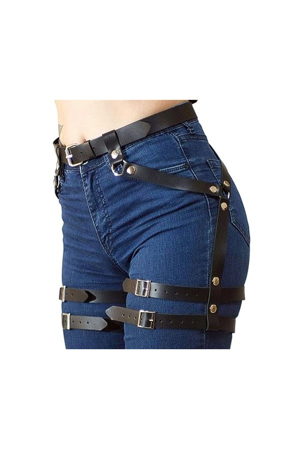 Ushiny Punk femmes ceintures de taille en cuir ceinture de corps accessoires dhalloween Costume de Festival tenue Rave pour 