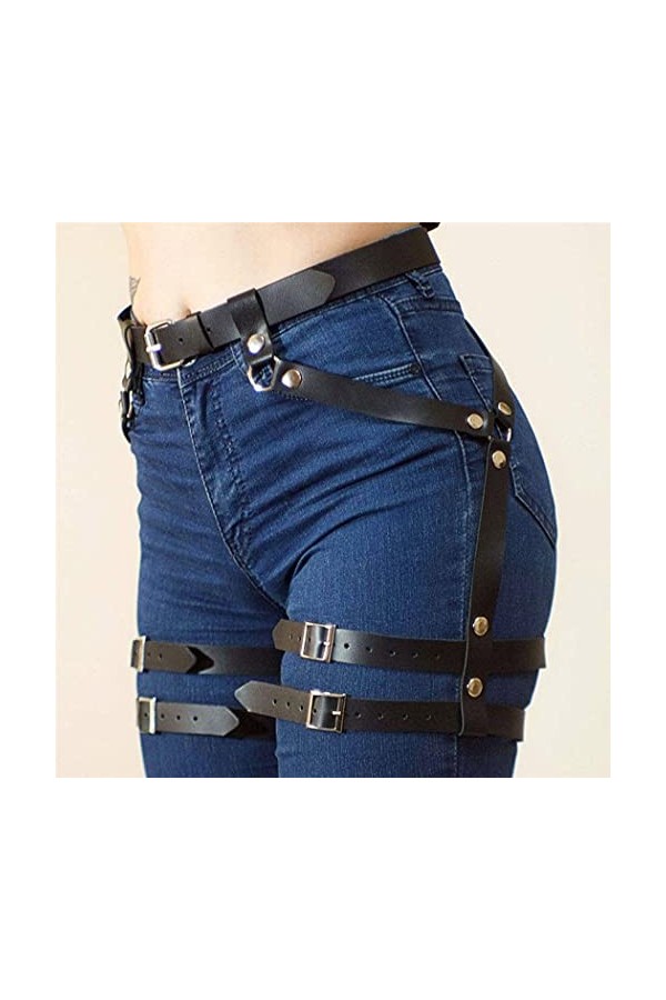 Ushiny Punk femmes ceintures de taille en cuir ceinture de corps accessoires dhalloween Costume de Festival tenue Rave pour 