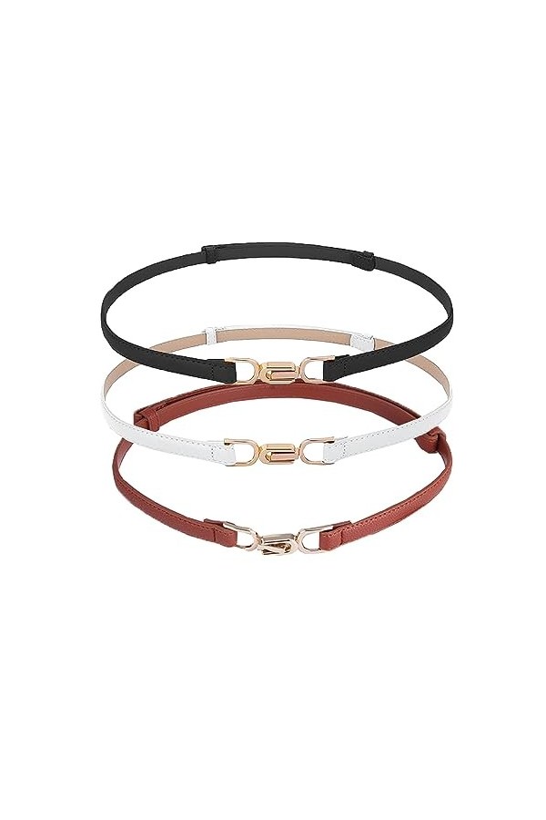3 Pièces Ceinture Fine Femme, Ceinture Fine Mode Femme, Ceinture Femme avec Boucle Métallique, Ceinture Ajustable Femme, pour