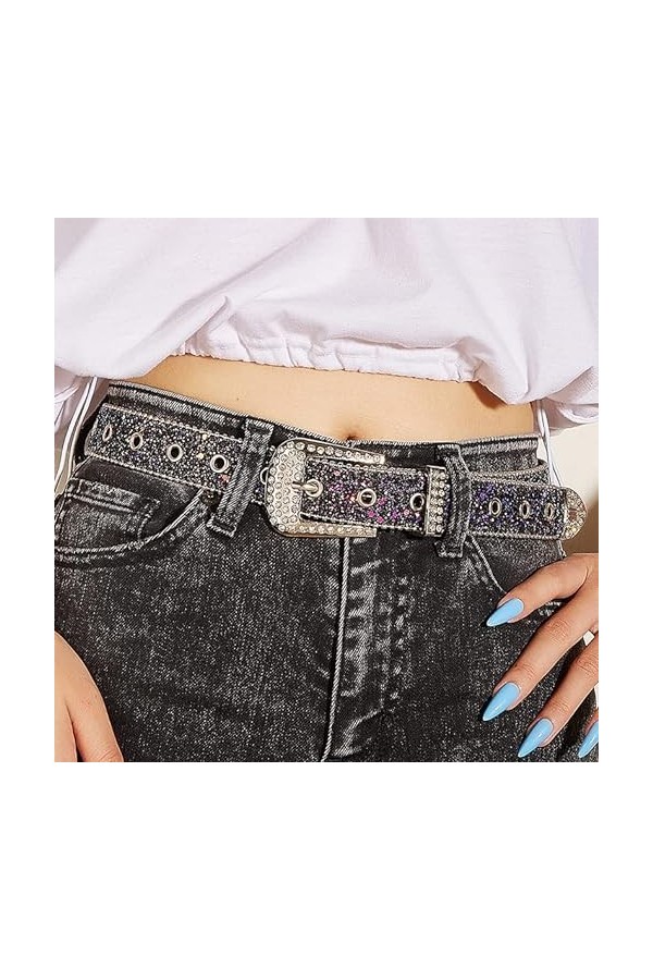 JowTreex Western-Belts Ceinture en cuir avec boucle pour femme, Noir , taille unique