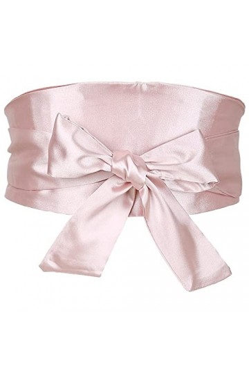 Elerevyo Ceinture Obi en satin pour femme, ceinture large à nouer pour robe de mariée, rose, 58-78cm/22.83-41.73"
