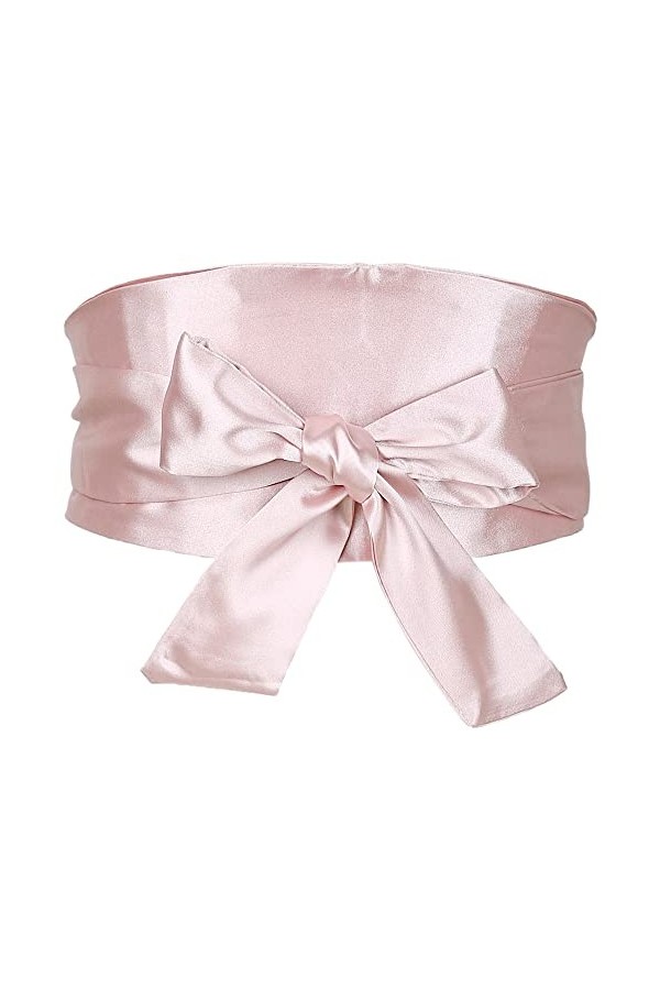 Elerevyo Ceinture Obi en satin pour femme, ceinture large à nouer pour robe de mariée, rose, 58-78cm/22.83-41.73"