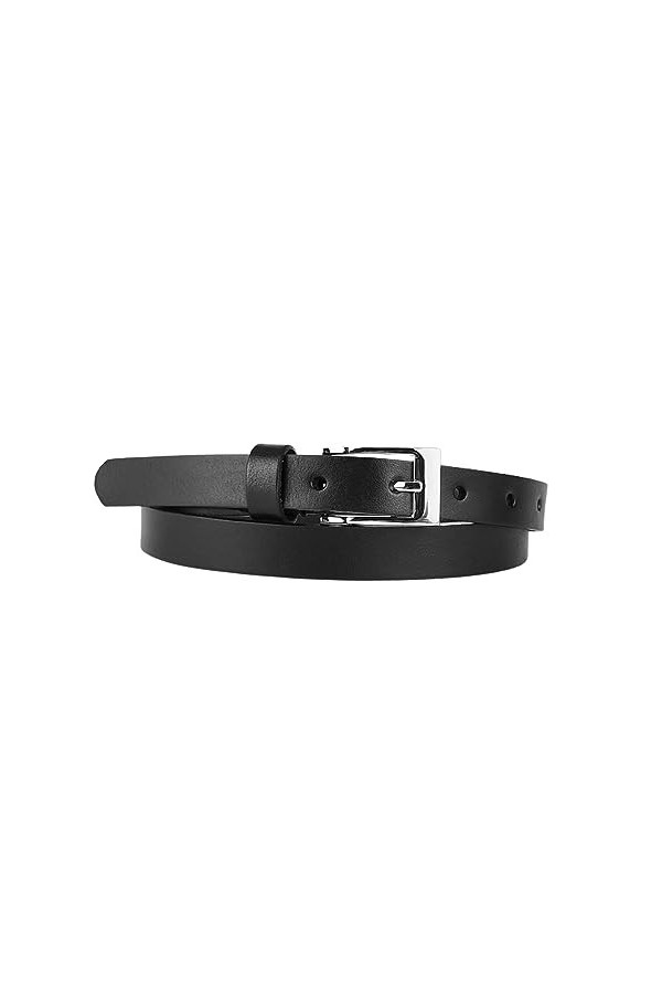 Mix Your Beauty MYB Ceinture pour femme 100 % cuir véritable – hauteur 20 mm – sans couture – Fabriqué en Italie, Noir , 95-1