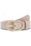 JasGood Ceinture en cuir pour pantalon en jean - Boucle dorée - Pour femme, 3-Beige, 100cm Passt Taillengröße 65-75cm 